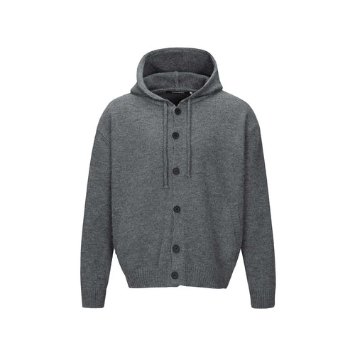 Unisex Kapuzen-Cardigan mit Knopfleiste, angerauter Strickstruktur und Rippbündchen Nord Taschen