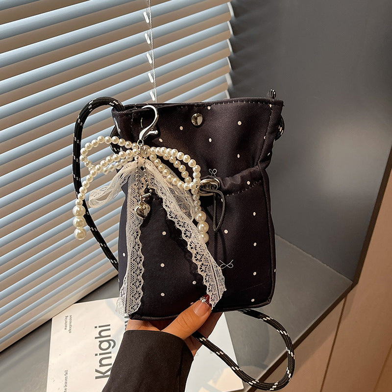 Damen praktische Mini-Umhängetasche mit Kordelzug Nord Taschen
