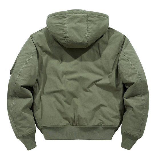 Herren multifunktionale Feldjacke im Bomberstil mit Kapuze und Ärmel-Tasche Nord Taschen