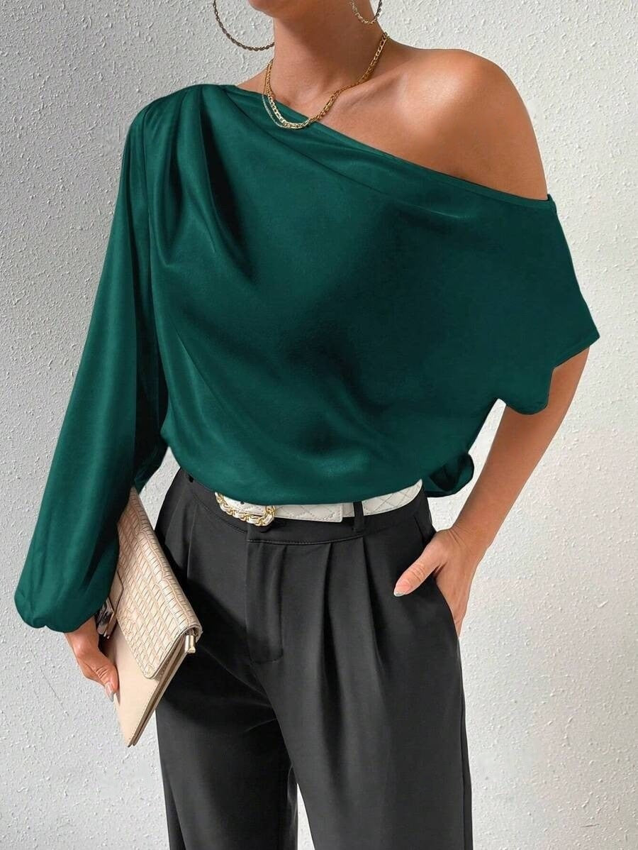 Damen elegante asymmetrische Bluse mit weiten Ärmel - Vittorelli