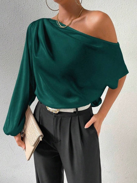 Damen elegante asymmetrische Bluse mit weiten Ärmel - Vittorelli