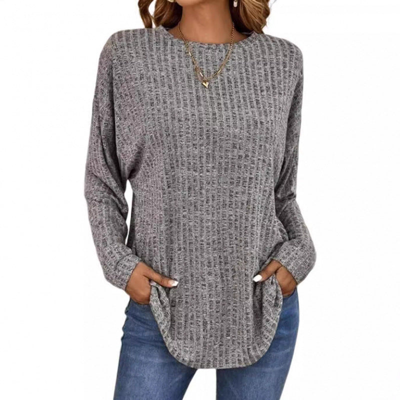Damen Oversized Struktur-Strickpullover mit Rundhals und Eingrifftaschen Nord Taschen