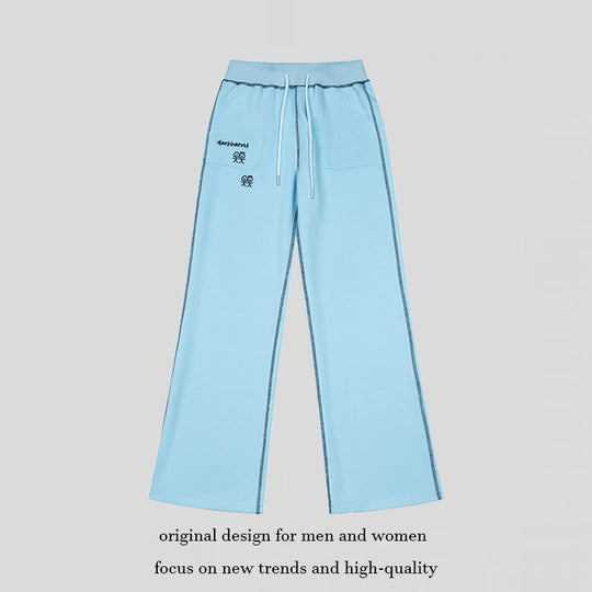Damen Weite Lounge-Hose mit hohem Bund, Kordelzug und Kontrastnaht Nord Taschen