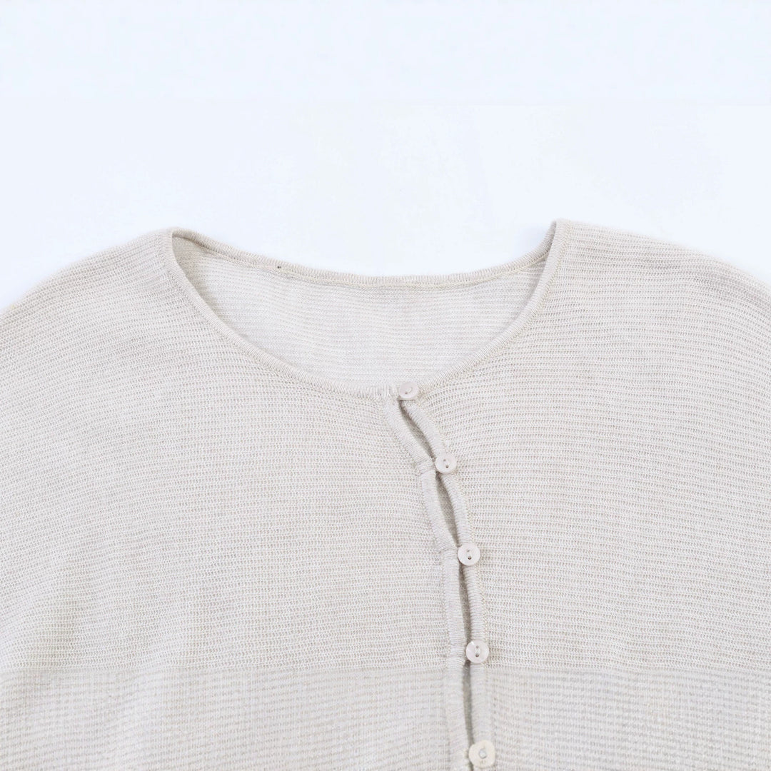 Damen Oversized-Feinstrick-Cardigan mit asymmetrischer Knopfleiste und Fledermausärmeln Nord Taschen