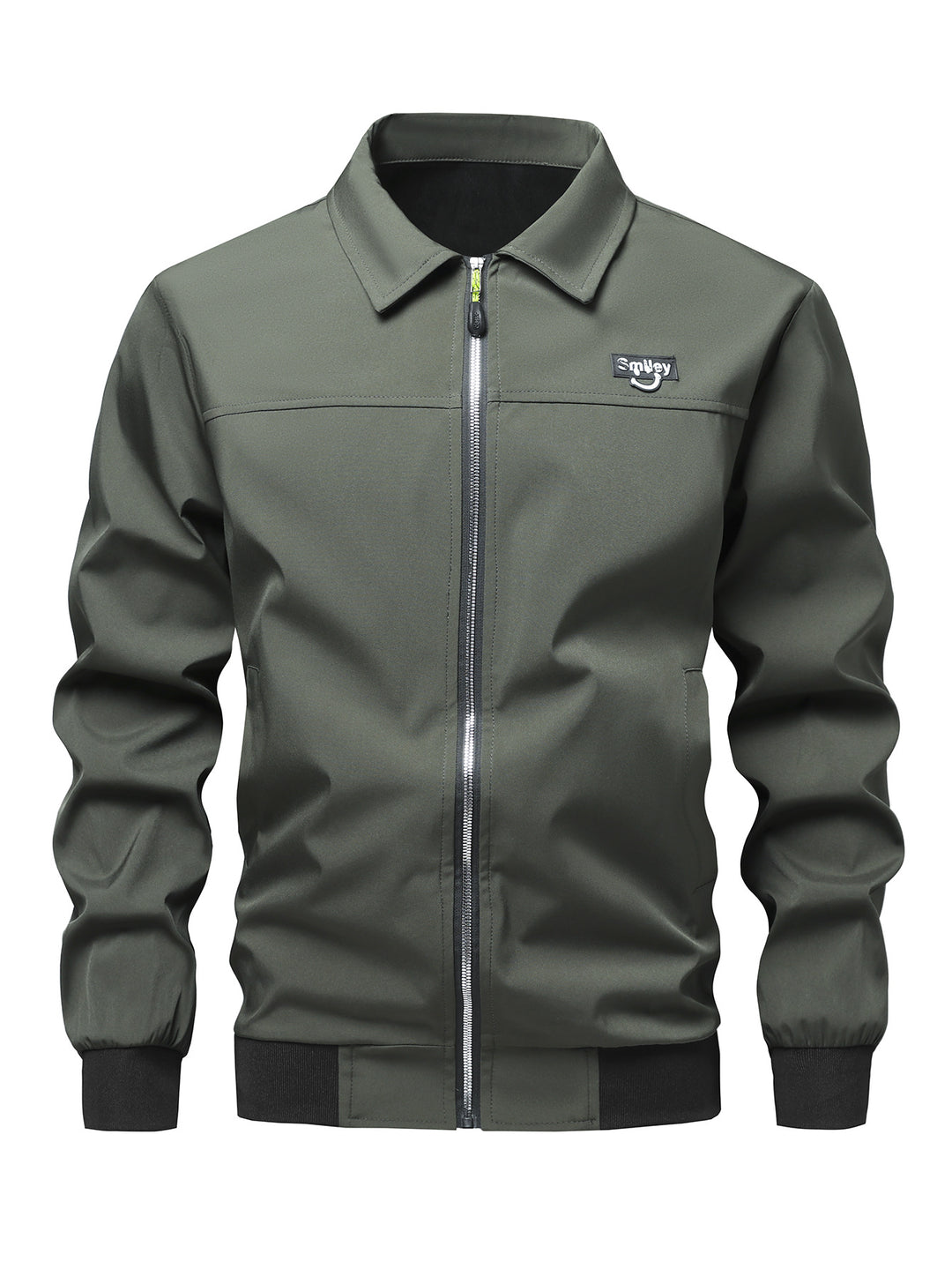 Herren Collar-Zip-Blouson aus Softshell mit gerippten Bündchen & Smiley-Patch Nord Taschen