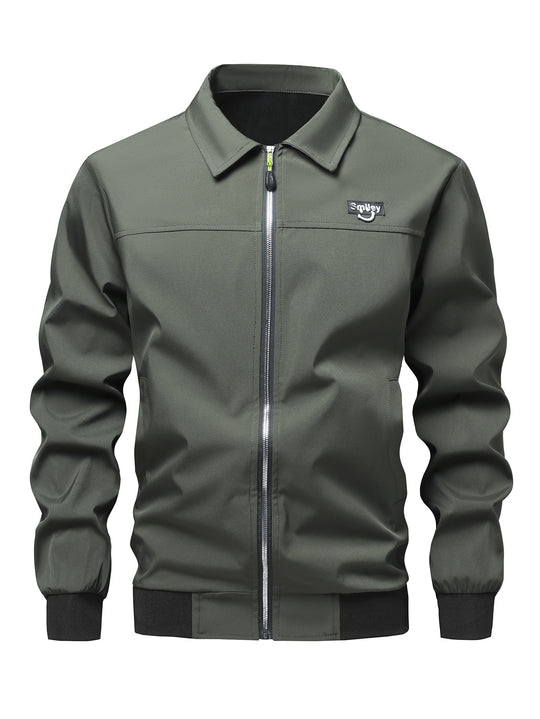 Herren Collar-Zip-Blouson aus Softshell mit gerippten Bündchen & Smiley-Patch Nord Taschen