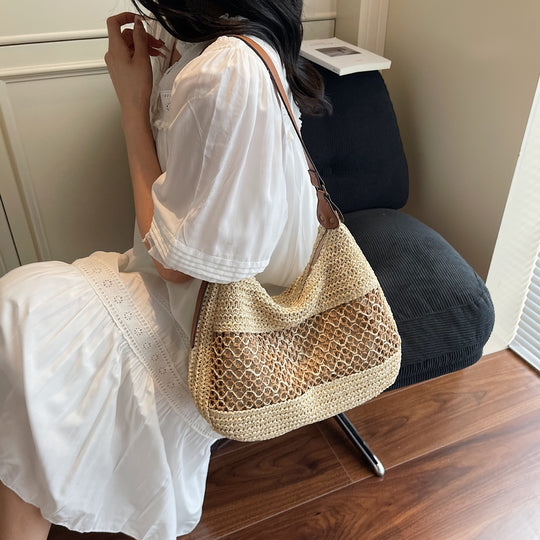 Damen Hobo-Tasche aus geflochtenem Naturmaterial mit einzigartiger Struktur Nord Taschen