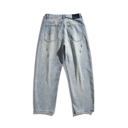 Unisex Lässige Relaxed-Fit Jeans mit hoher Taille und Paint-Distress Nord Taschen