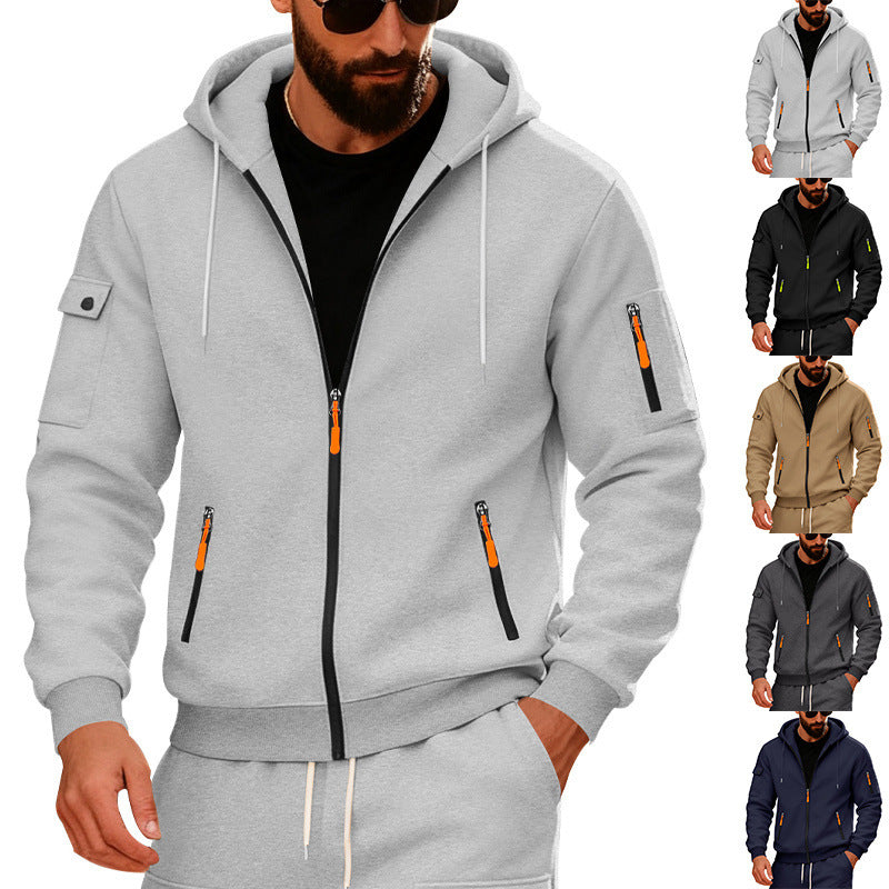 Herren Sportliche Zip-Hoodie mit Innovativen Reißverschlusstaschen
