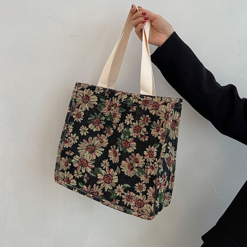 Damen Jute-Shopper-Tasche mit floralem Design und robusten Henkeln Nord Taschen