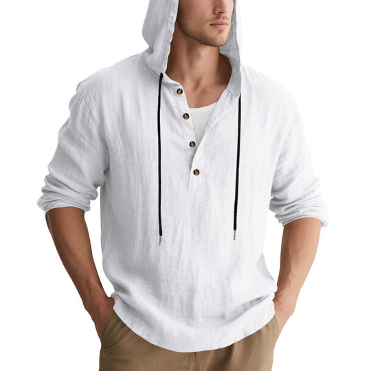 Herren lässiges Kapuzenhemd mit Knopfleiste und hochwertigem Baumwollmaterial