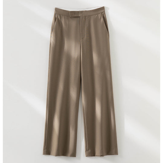 Damen Hochtaillierte weite Palazzo-Hose aus fließendem Satin mit Bügelfalte Nord Taschen