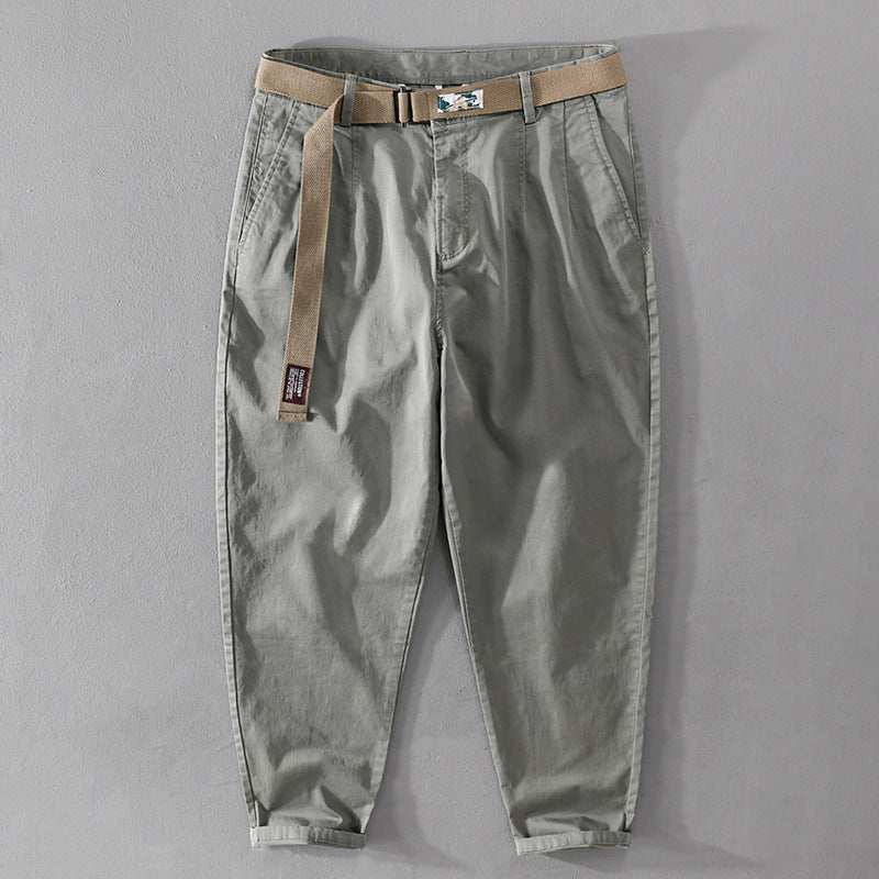 Herren Baumwoll-Chino mit Webgürtel und konischem Bein Nord Taschen