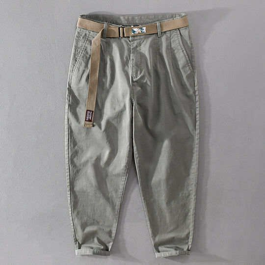 Herren Baumwoll-Chino mit Webgürtel und konischem Bein Nord Taschen