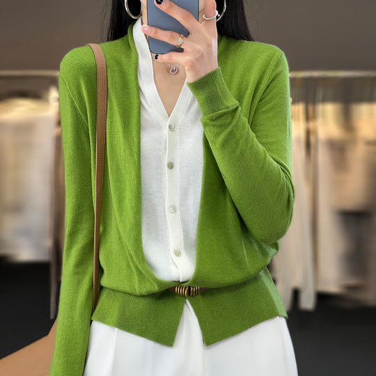 Damen Leichter Offener Feinstrick-Cardigan mit asymmetrischer Zipfelkante und taillierter Silhouette Nord Taschen