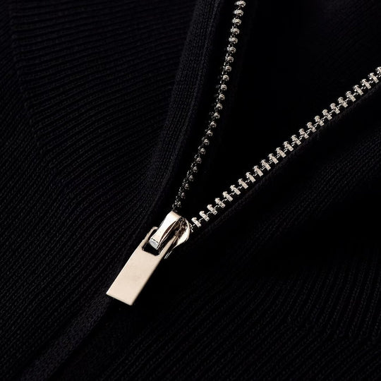 Damen Figurnah geschnittene Feinstrick-Jacke mit Stehkragen und durchgehendem Reißverschluss Nord Taschen