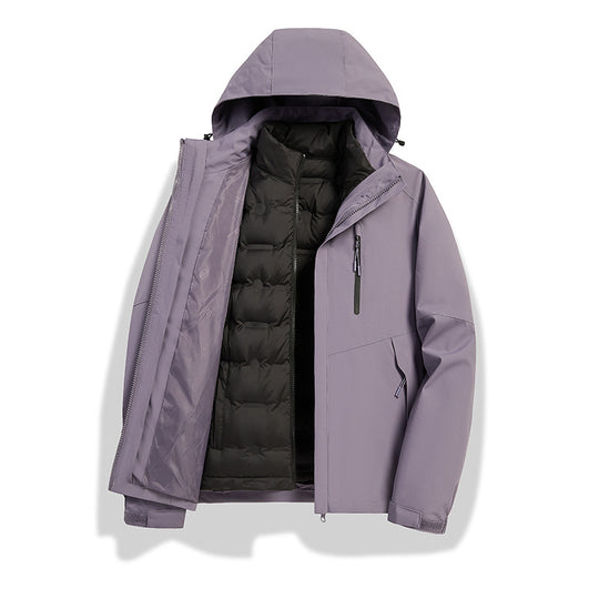 Damen 2-in-1 wasserdichte Winterjacke mit abnehmbarer Daunen-Innenweste Nord Taschen