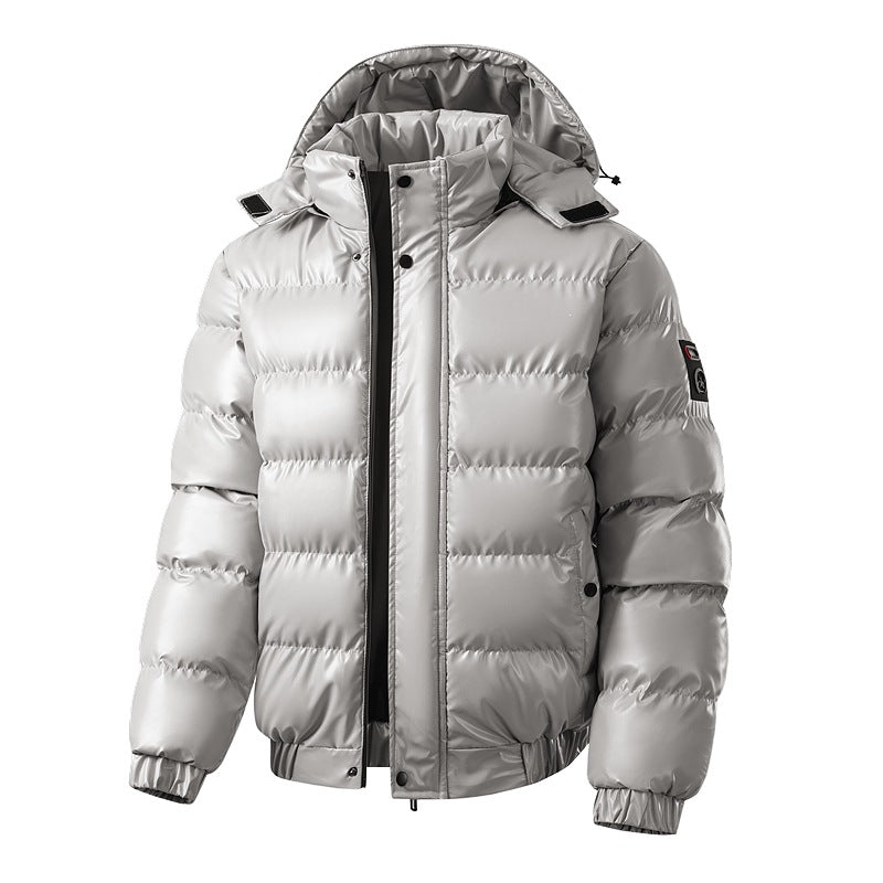 Herren Glänzende wattierte Pufferjacke mit Kapuze, wasserabweisender Hülle & Stehkragen Nord Taschen