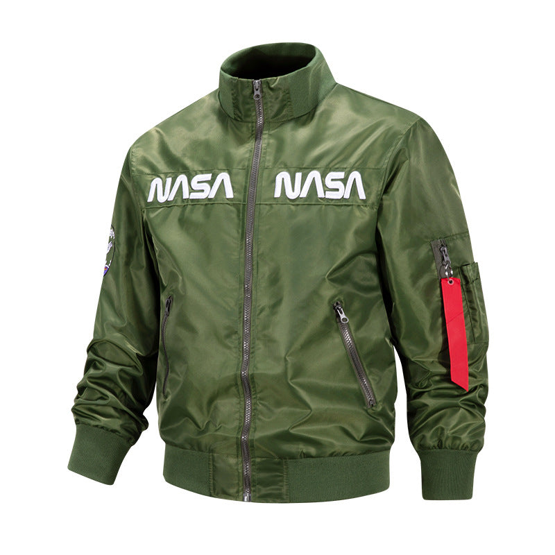 Men's  retro-space pilot bomber with embroidered NASA chest panels and sleeve utility pocket Nord Taschen