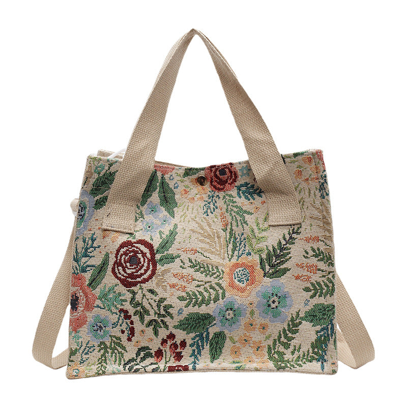 Damen Handtasche mit floralem Jacquard-Design und praktischen Tragegriffen Nord Taschen