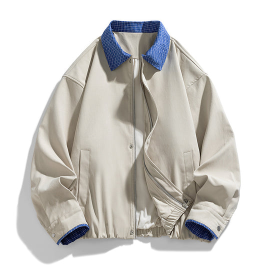 Damen Modische Blousonjacke mit Karo-Kragen Nord Taschen