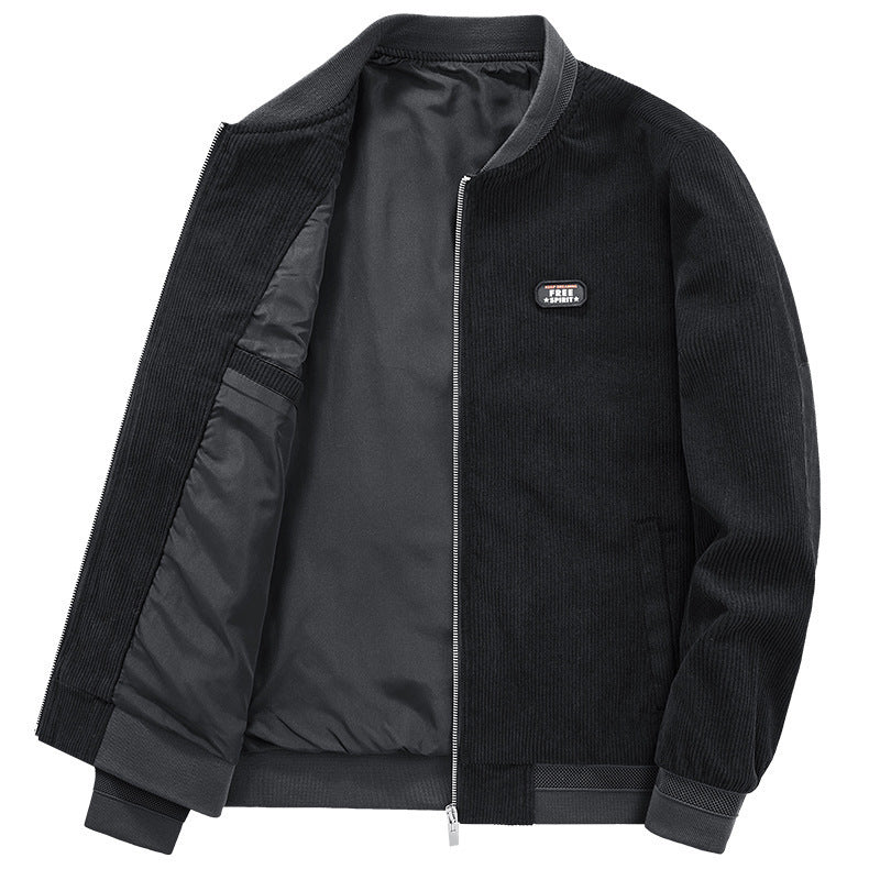 Herren Cordjacke im Bomber-Style mit Feincord, Reißverschluss und gefüttertem Inneren Nord Taschen