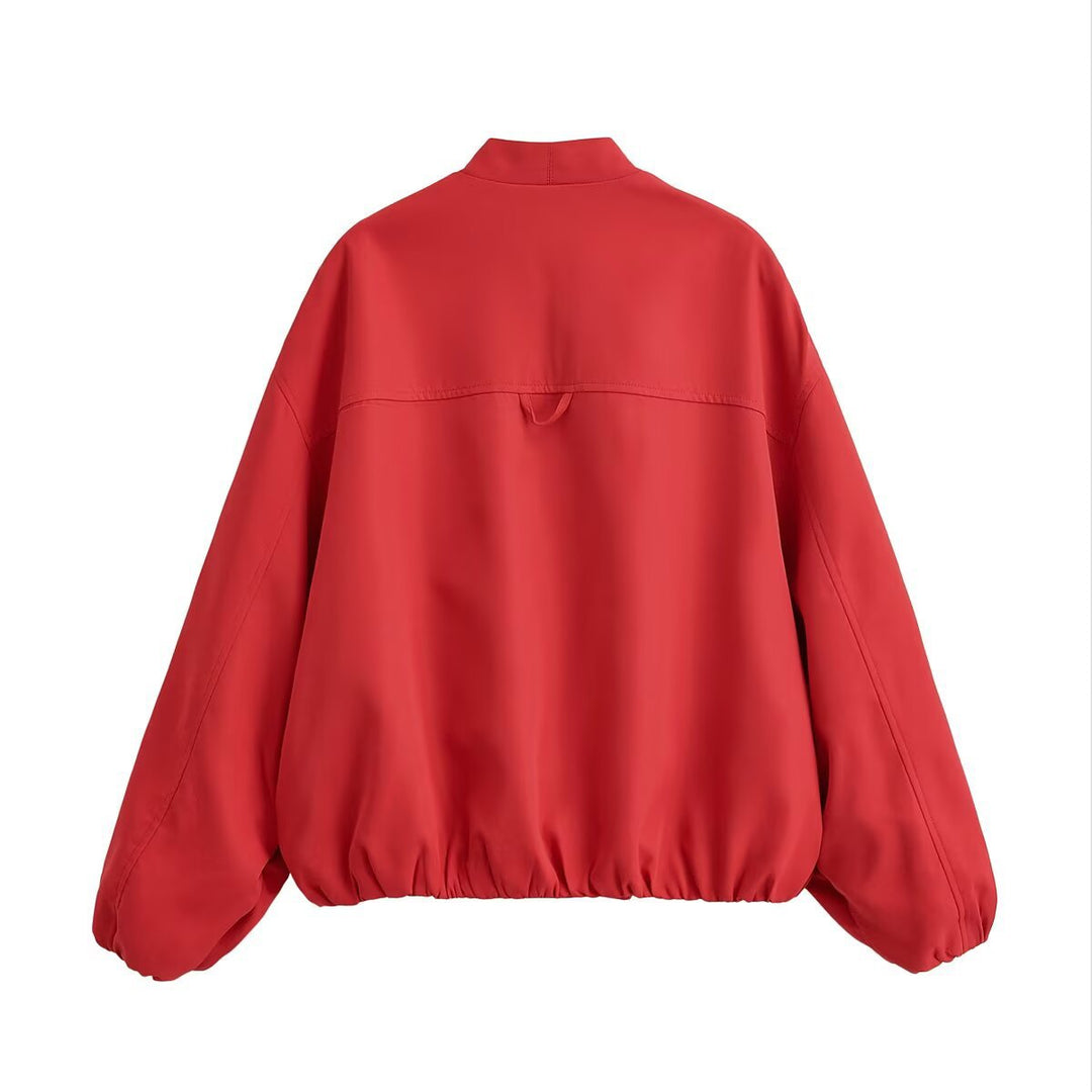 Damen Oversized Kimono-Übergangsjacke mit Raglanärmeln und elastischem Saum Nord Taschen