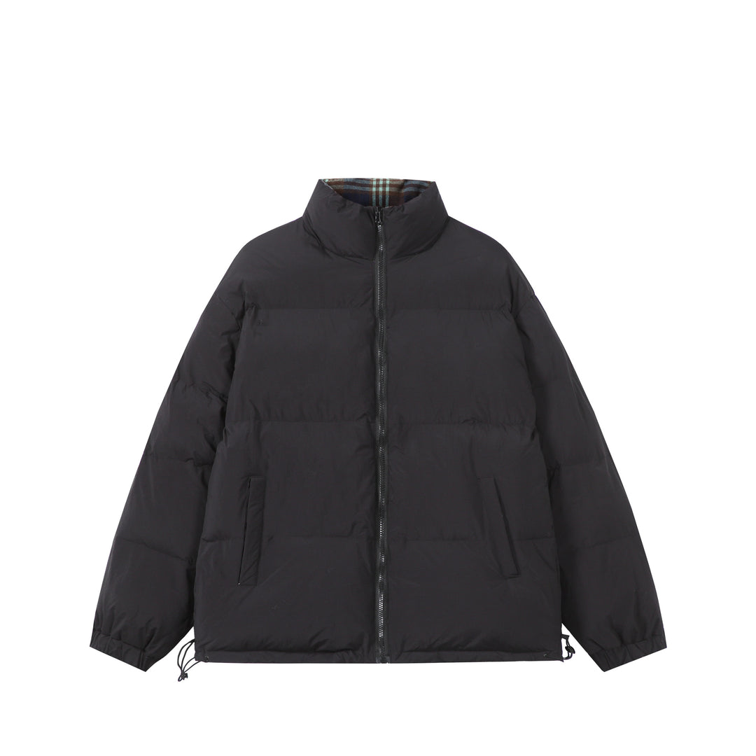 Unisex Boxy-Kurzparka mit gesteppter Isolierung, Tunnelzugsaum und kariert gefüttertem Kragen Nord Taschen