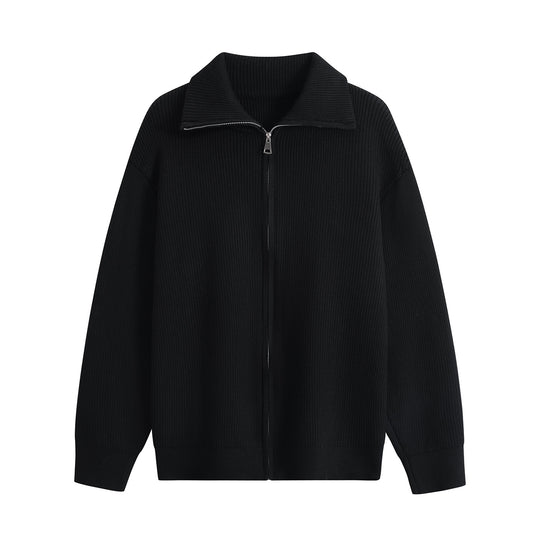 Herren Strick-Zipjacke mit Stehkragen, gerippter Struktur und Oversized-Schnitt Nord Taschen