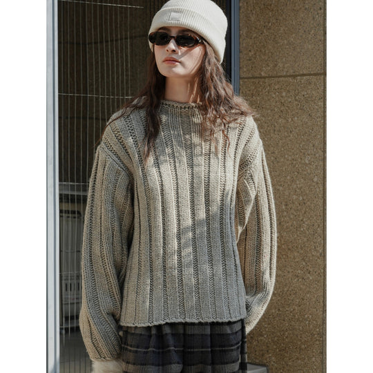 Damen Voluminöser Chunky-Ripp-Pullover mit Boxy-Silhouette Nord Taschen