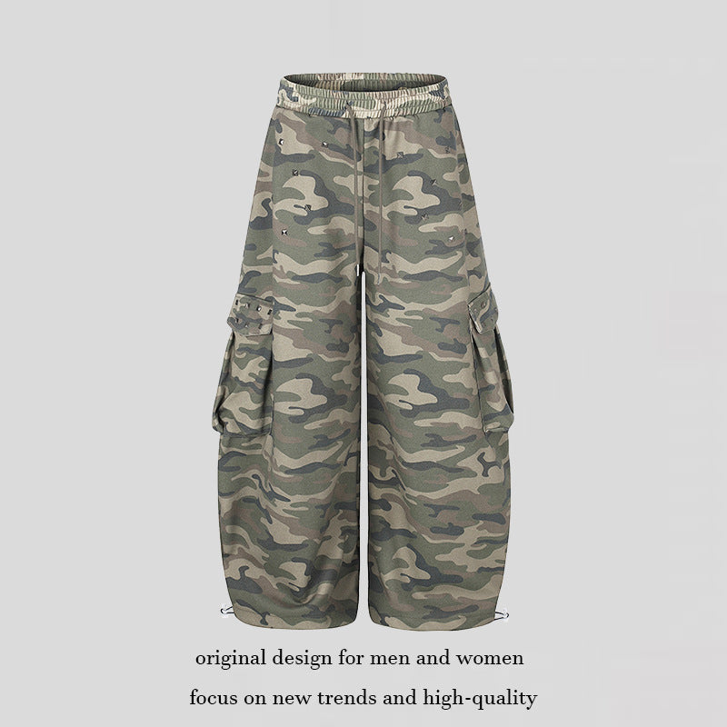 Damen Weite Cargohose im Camouflage-Design mit elastischem Bund und großen Taschen Nord Taschen
