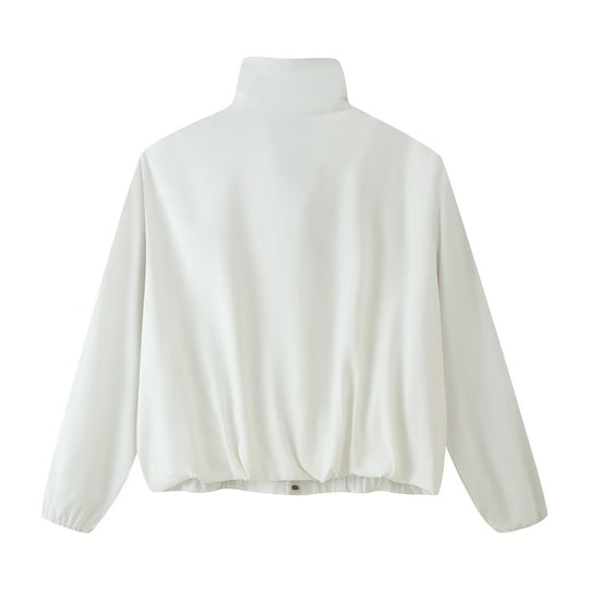 Damen Kurzblouson mit hohem Stehkragen, Schulterpatten und Druckknopfleiste Nord Taschen