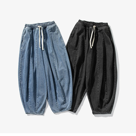 Herren Extraweite Baggy-Jeans im Balloon-Cut mit Tunnelzugbund und elastischen Saum Nord Taschen