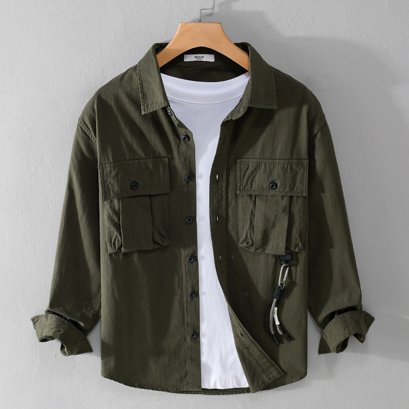 Herren Utility-Overshirt mit Doppel-Brusttaschen und Karabinerdetail Nord Taschen