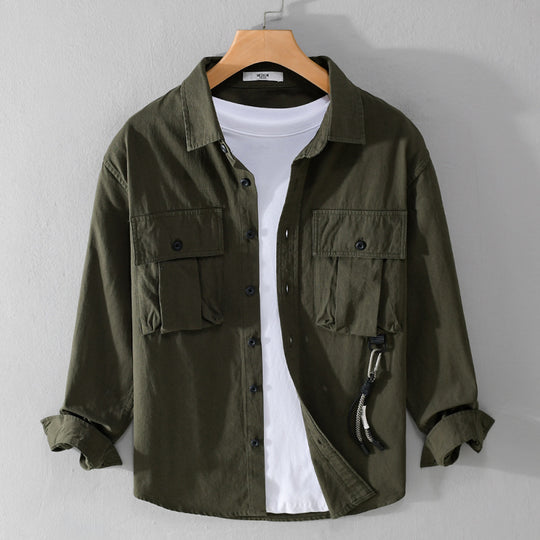 Herren Utility-Overshirt mit Doppel-Brusttaschen und Karabinerdetail Nord Taschen