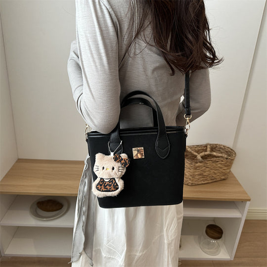 Damen trendige Mini-Tasche mit hochwertigem Krokodilmuster und abnehmbarem Kuscheltier Anhänger Nord Taschen