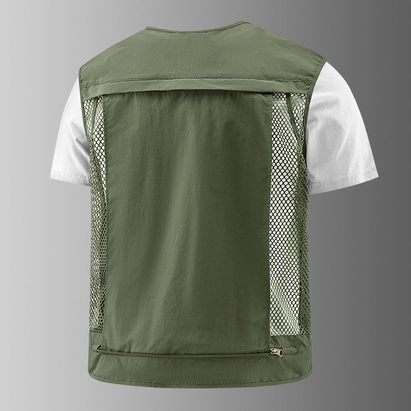 Herren Multifunktionale Cargo-Utility-Weste mit zahlreichen Reißverschlussfächern und D-Ringen Nord Taschen