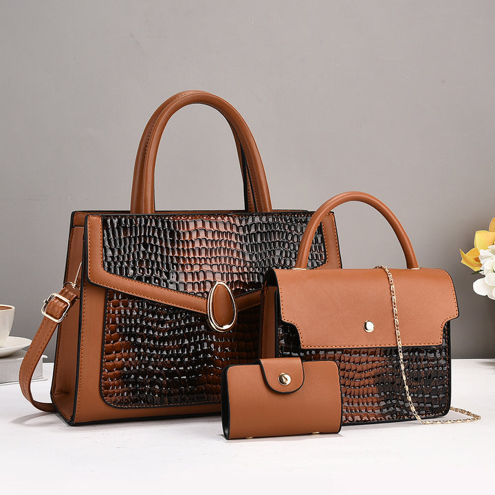 Damen elegantes Handtaschen-Set mit strukturierter Oberfläche und abnehmbaren Fächern Nord Taschen