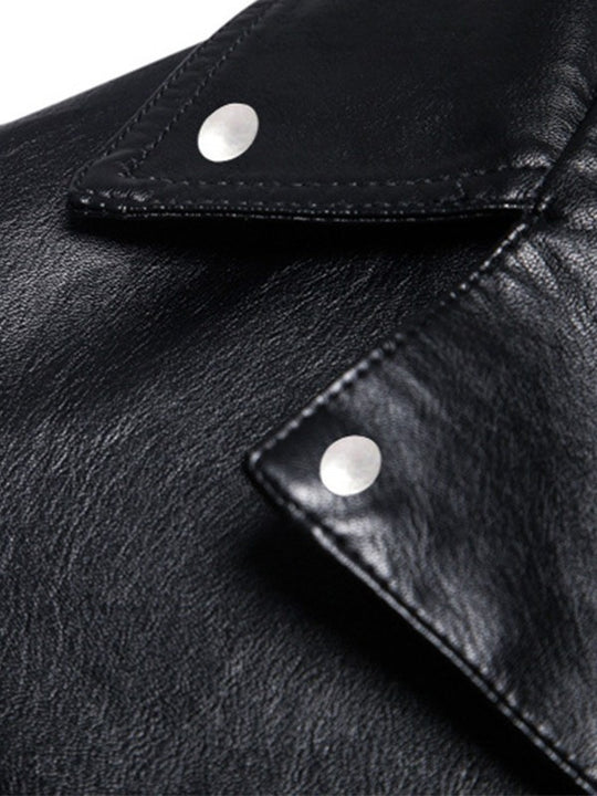 Herren Slim-Fit Bikerjacke in Lederoptik mit asymmetrischem Reißverschluss und Reverskragen Nord Taschen