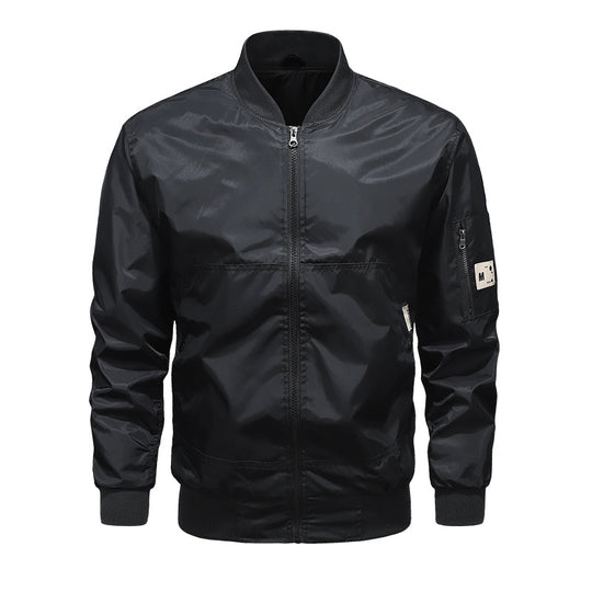 Herren Leichte Nylon-Bomberjacke mit Ärmeltasche, Stehkragen und Rippbündchen Nord Taschen