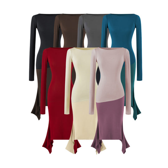 Damen Figurbetontes Midikleid mit asymmetrischem Zipfelsaum und Paneel-Design Nord Taschen