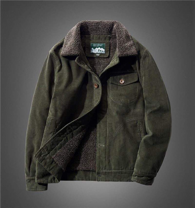 Herren Lässige Cordjacke mit Teddyfutter Nord Taschen