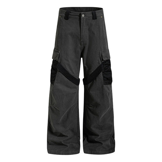 Damen Weite Cargo‑Palazzo‑Hose mit Utility‑Taschen und Mesh‑Einsätzen Nord Taschen