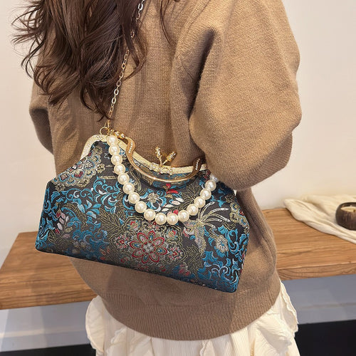 Damen elegante Handtasche mit perlverziertem Design Nord Taschen