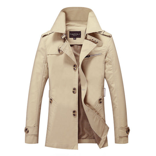 Herren mittellanger Canvas-Fieldparka mit Stehkragen Schulterepauletten und Utility-Taschen Nord Taschen