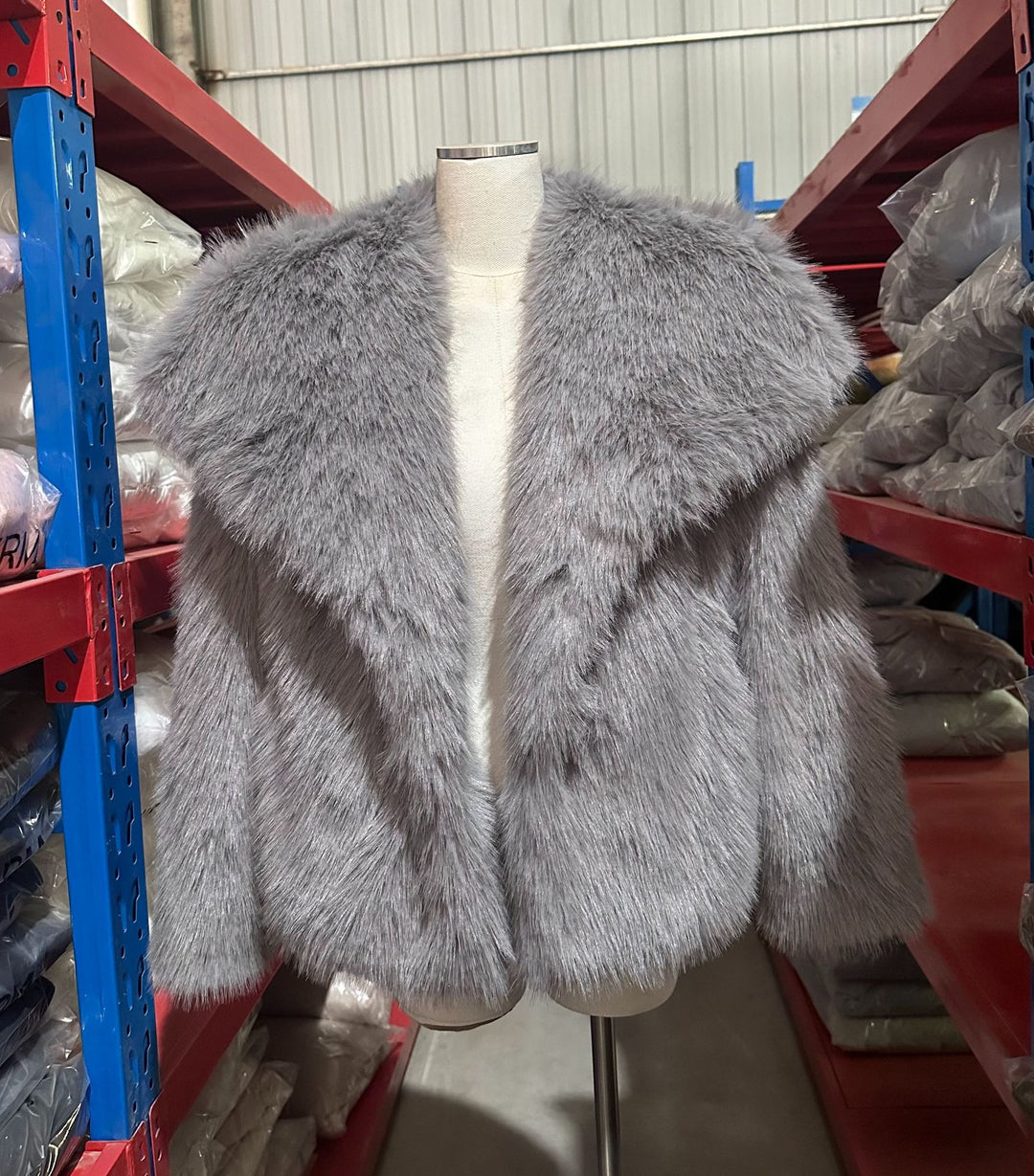 Damen Cropped Kunstpelz‑Bolero mit extraweichem Langflor und voluminösem Schalkragen Nord Taschen