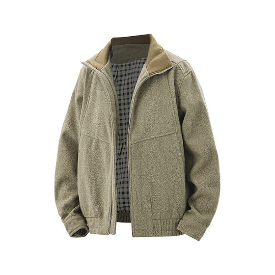 Herren Kurz geschnittener Fleece Blouson mit Cordkragen und gesteppter Innenfutter Nord Taschen