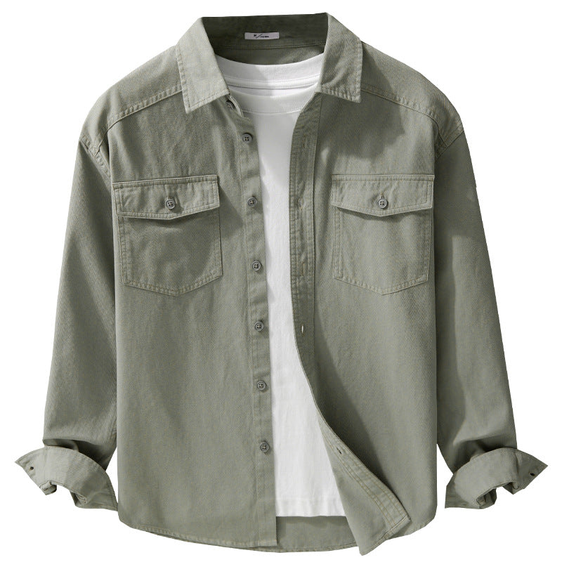 Herren Twill-Overshirt im Worker-Stil mit doppelten Brustklappen und Relaxed-Fit Nord Taschen