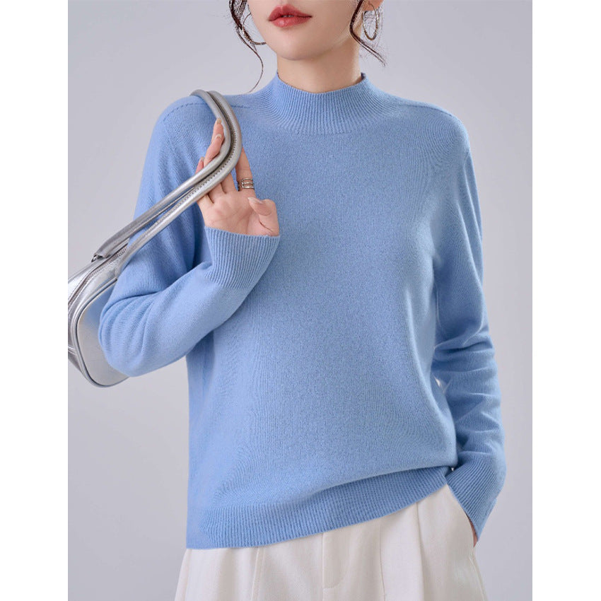 Damen Feiner Feinstrick-Pullover mit kurzem Stehkragen und Kaschmir-Optik Nord Taschen