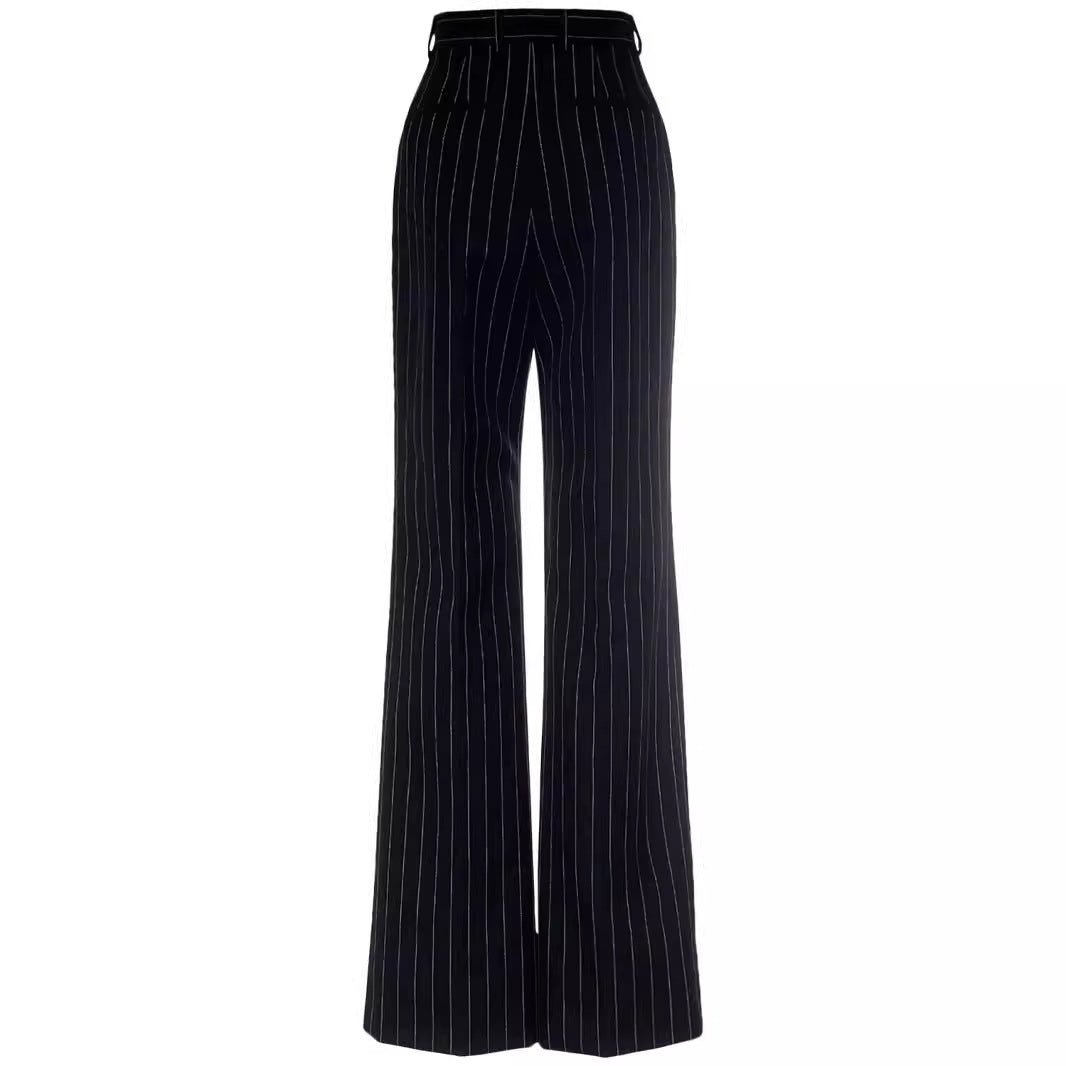 Damen Hochtaillierte weite Nadelstreifen-Hose im Tailoring-Stil Nord Taschen